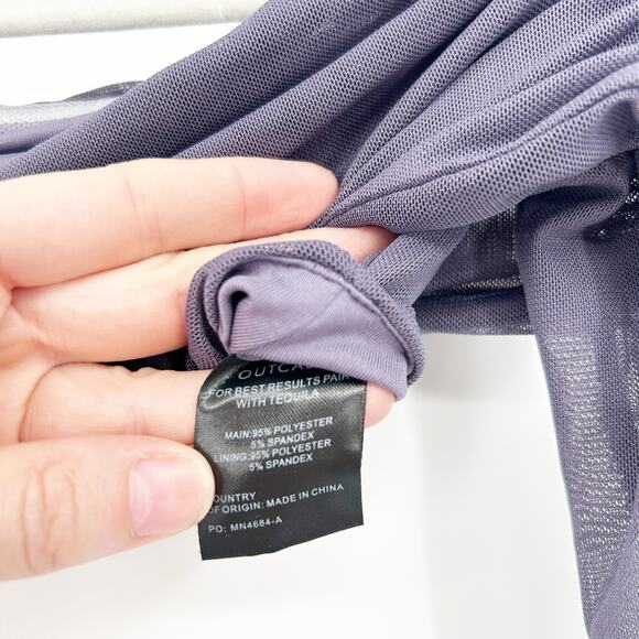 Outcast Womens Summer Going Out Rozeli‎ Off Shoulder Mesh Long Sleeve Crop Top M - Picture 7 of 9